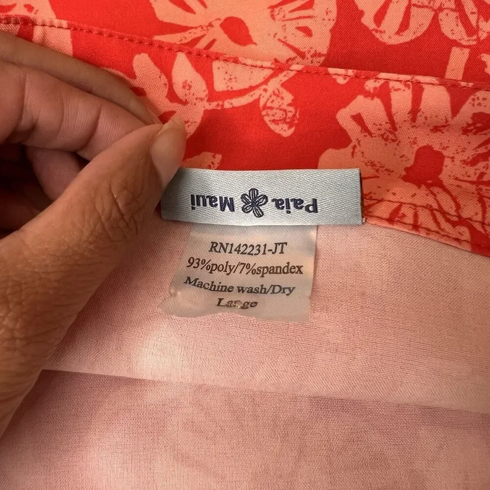 Ripskirt Hawaii Length 2 Wrap Skirt Large Coral Paia Maui Floral Travel Active L